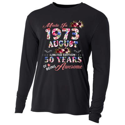 Made In 1973 August 50 Years Of Being Awesome Cooling Performance Long Sleeve Crew