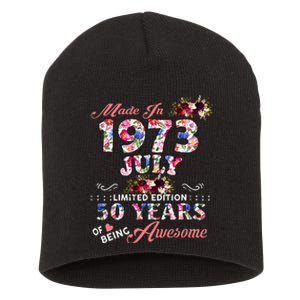 Made In 1973 July 50 Years Of Being Awesome Short Acrylic Beanie