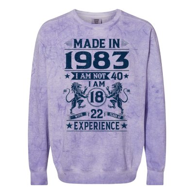 Made In 1983 Im Not 40 Im 18 With 22 Years Old Birthday Colorblast Crewneck Sweatshirt