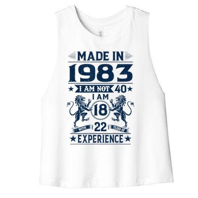 Made In 1983 Im Not 40 Im 18 With 22 Years Old Birthday Women's Racerback Cropped Tank