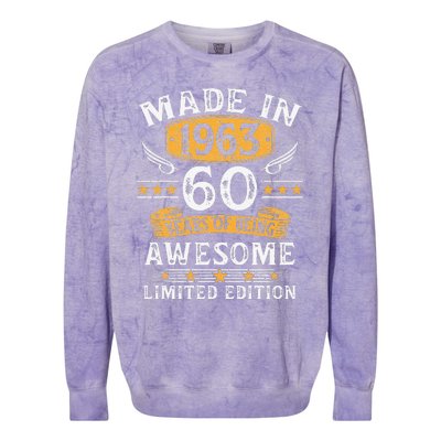 Made In 1963 60 Years Old Gifts 60th Birthday Gift For Colorblast Crewneck Sweatshirt