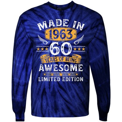 Made In 1963 60 Years Old Gifts 60th Birthday Gift For Tie-Dye Long Sleeve Shirt