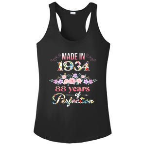 Made In 1934 Floral 88th Birthday Gift Ladies PosiCharge Competitor Racerback Tank