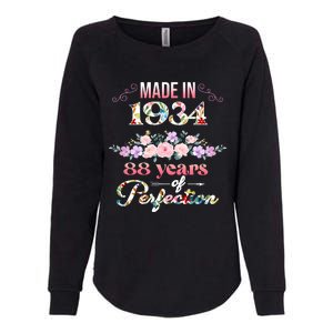 Made In 1934 Floral 88th Birthday Gift Womens California Wash Sweatshirt