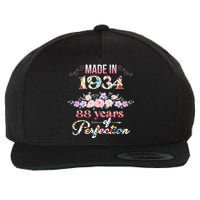 Made In 1934 Floral 88th Birthday Gift Wool Snapback Cap