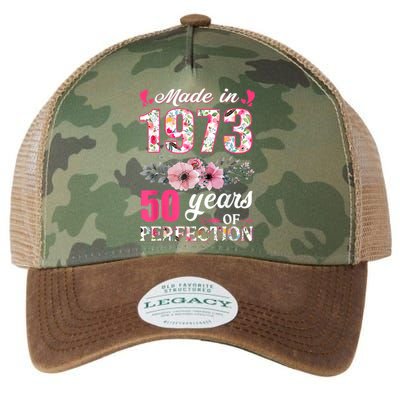 Made In 1973 Floral 50 Year Old 50th Birthday Gifts WoM.e.n.s Legacy Tie Dye Trucker Hat