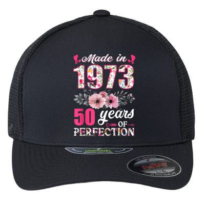 Made In 1973 Floral 50 Year Old 50th Birthday Gifts WoM.e.n.s Flexfit Unipanel Trucker Cap