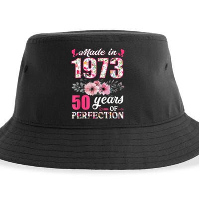 Made In 1973 Floral 50 Year Old 50th Birthday Gifts WoM.e.n.s Sustainable Bucket Hat