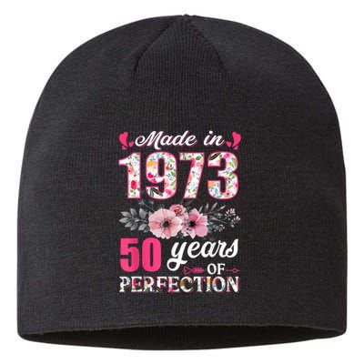 Made In 1973 Floral 50 Year Old 50th Birthday Gifts WoM.e.n.s Sustainable Beanie