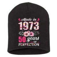 Made In 1973 Floral 50 Year Old 50th Birthday Gifts WoM.e.n.s Short Acrylic Beanie