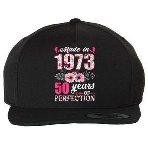 Made In 1973 Floral 50 Year Old 50th Birthday Gifts WoM.e.n.s Wool Snapback Cap