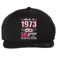 Made In 1973 Floral 50 Year Old 50th Birthday Gifts WoM.e.n.s Wool Snapback Cap