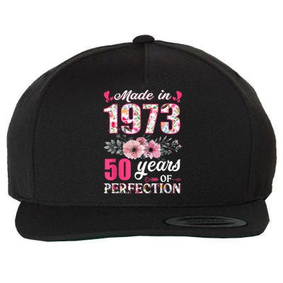 Made In 1973 Floral 50 Year Old 50th Birthday Gifts WoM.e.n.s Wool Snapback Cap