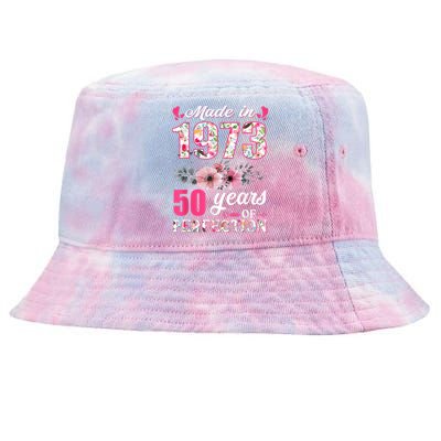 Made In 1973 Floral 50 Year Old 50th Birthday Gifts WoM.e.n.s Tie-Dyed Bucket Hat