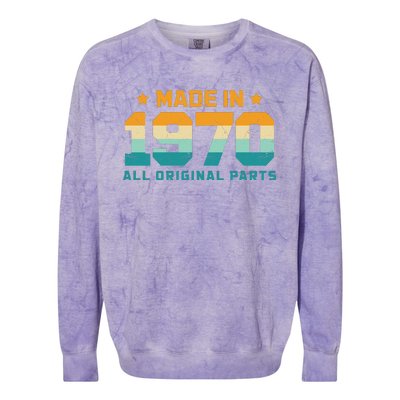 Made In 1970 All Original Parts Birth Year Typography Colorblast Crewneck Sweatshirt