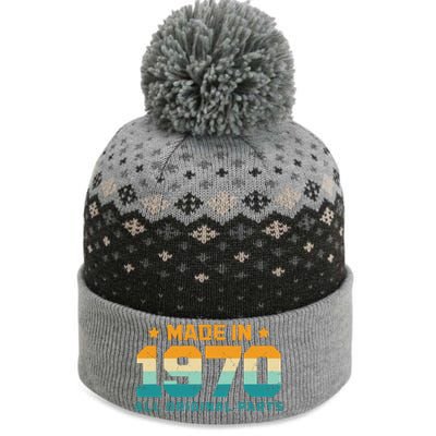 Made In 1970 All Original Parts Birth Year Typography The Baniff Cuffed Pom Beanie