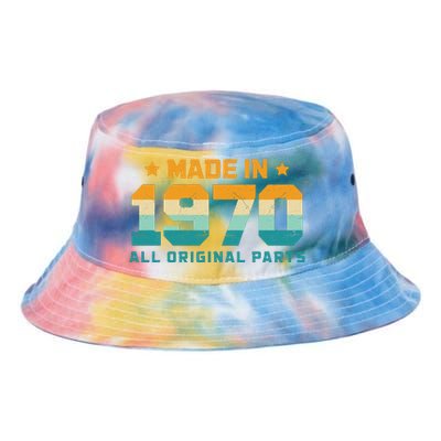 Made In 1970 All Original Parts Birth Year Typography Tie Dye Newport Bucket Hat