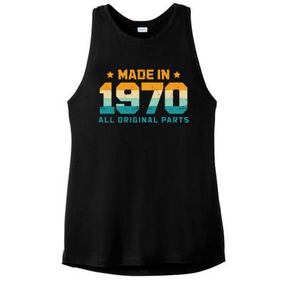 Made In 1970 All Original Parts Birth Year Typography Ladies PosiCharge Tri-Blend Wicking Tank