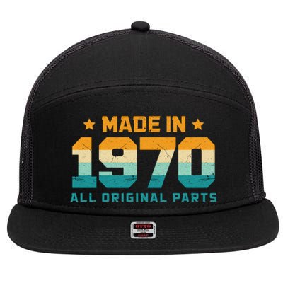 Made In 1970 All Original Parts Birth Year Typography 7 Panel Mesh Trucker Snapback Hat