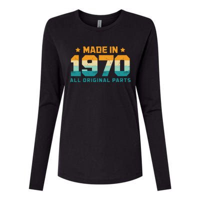 Made In 1970 All Original Parts Birth Year Typography Womens Cotton Relaxed Long Sleeve T-Shirt