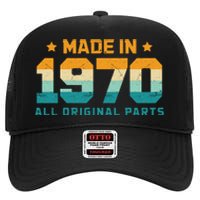 Made In 1970 All Original Parts Birth Year Typography High Crown Mesh Back Trucker Hat