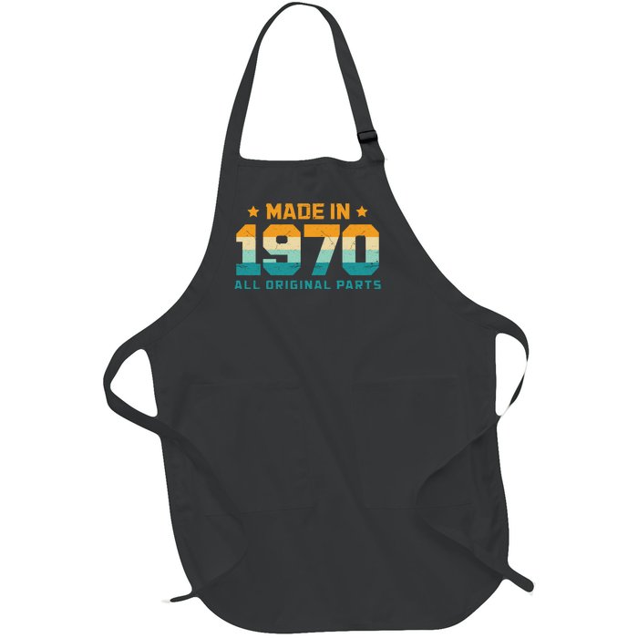 Made In 1970 All Original Parts Birth Year Typography Full-Length Apron With Pockets