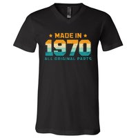 Made In 1970 All Original Parts Birth Year Typography V-Neck T-Shirt