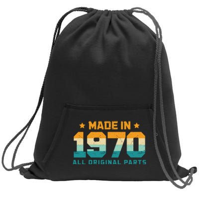 Made In 1970 All Original Parts Birth Year Typography Sweatshirt Cinch Pack Bag