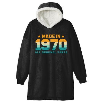 Made In 1970 All Original Parts Birth Year Typography Hooded Wearable Blanket