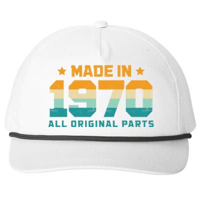 Made In 1970 All Original Parts Birth Year Typography Snapback Five-Panel Rope Hat