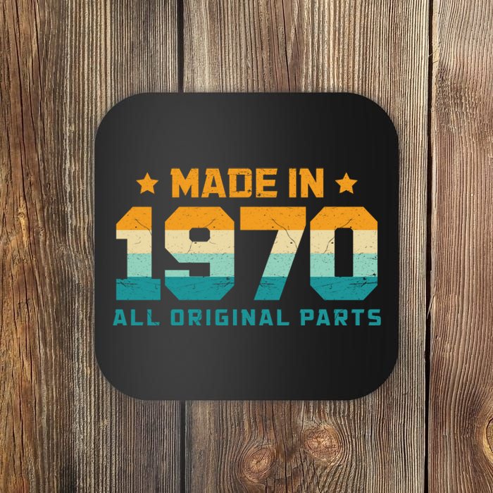 Made In 1970 All Original Parts Birth Year Typography Coaster