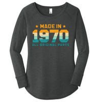 Made In 1970 All Original Parts Birth Year Typography Women's Perfect Tri Tunic Long Sleeve Shirt