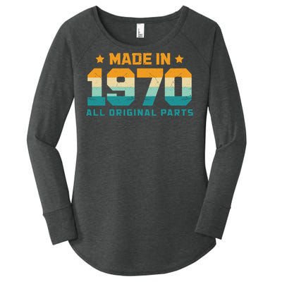 Made In 1970 All Original Parts Birth Year Typography Women's Perfect Tri Tunic Long Sleeve Shirt