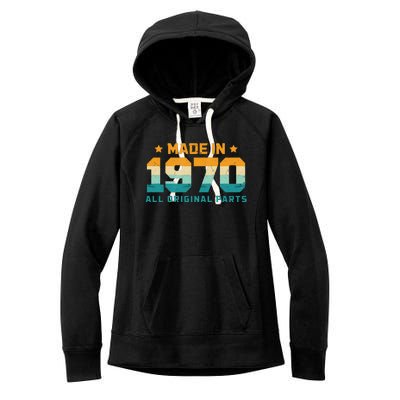 Made In 1970 All Original Parts Birth Year Typography Women's Fleece Hoodie