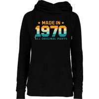 Made In 1970 All Original Parts Birth Year Typography Womens Funnel Neck Pullover Hood