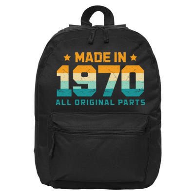 Made In 1970 All Original Parts Birth Year Typography 16 in Basic Backpack