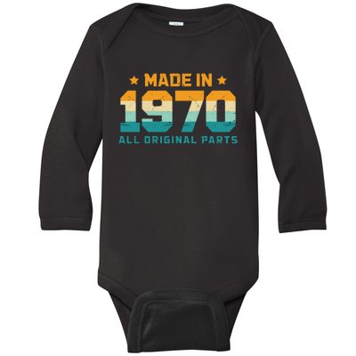 Made In 1970 All Original Parts Birth Year Typography Baby Long Sleeve Bodysuit