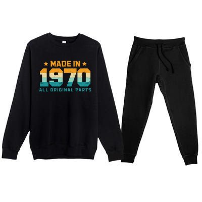 Made In 1970 All Original Parts Birth Year Typography Premium Crewneck Sweatsuit Set