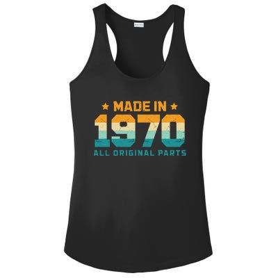 Made In 1970 All Original Parts Birth Year Typography Ladies PosiCharge Competitor Racerback Tank