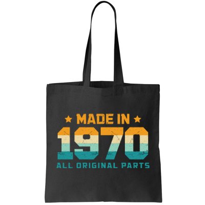 Made In 1970 All Original Parts Birth Year Typography Tote Bag