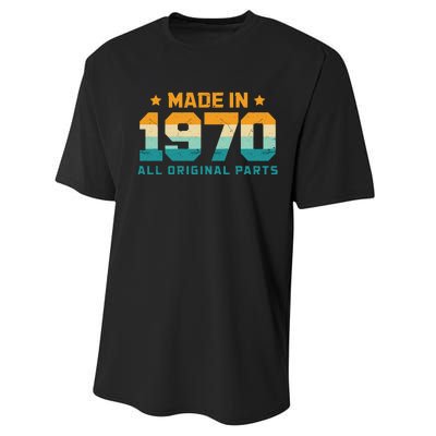 Made In 1970 All Original Parts Birth Year Typography Performance Sprint T-Shirt