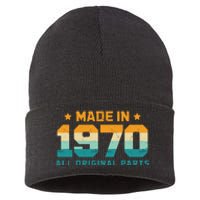 Made In 1970 All Original Parts Birth Year Typography Sustainable Knit Beanie