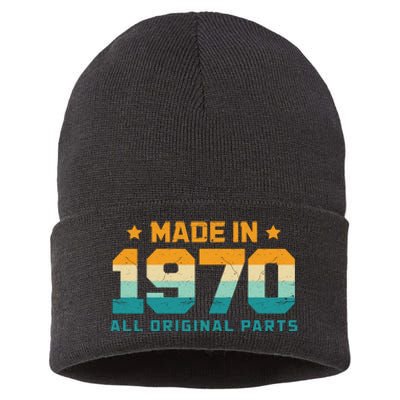 Made In 1970 All Original Parts Birth Year Typography Sustainable Knit Beanie