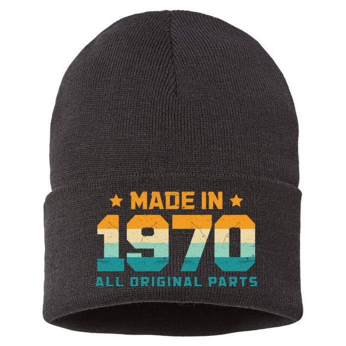 Made In 1970 All Original Parts Birth Year Typography Sustainable Knit Beanie