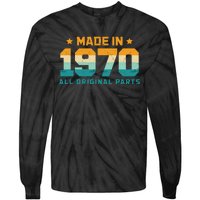 Made In 1970 All Original Parts Birth Year Typography Tie-Dye Long Sleeve Shirt