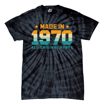 Made In 1970 All Original Parts Birth Year Typography Tie-Dye T-Shirt