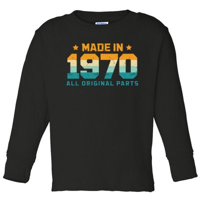 Made In 1970 All Original Parts Birth Year Typography Toddler Long Sleeve Shirt