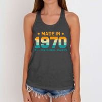 Made In 1970 All Original Parts Birth Year Typography Women's Knotted Racerback Tank