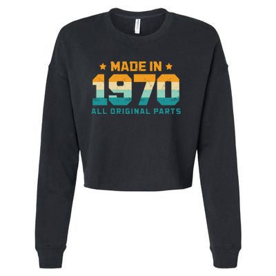 Made In 1970 All Original Parts Birth Year Typography Cropped Pullover Crew