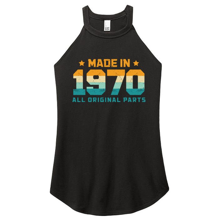 Made In 1970 All Original Parts Birth Year Typography Women's Perfect Tri Rocker Tank